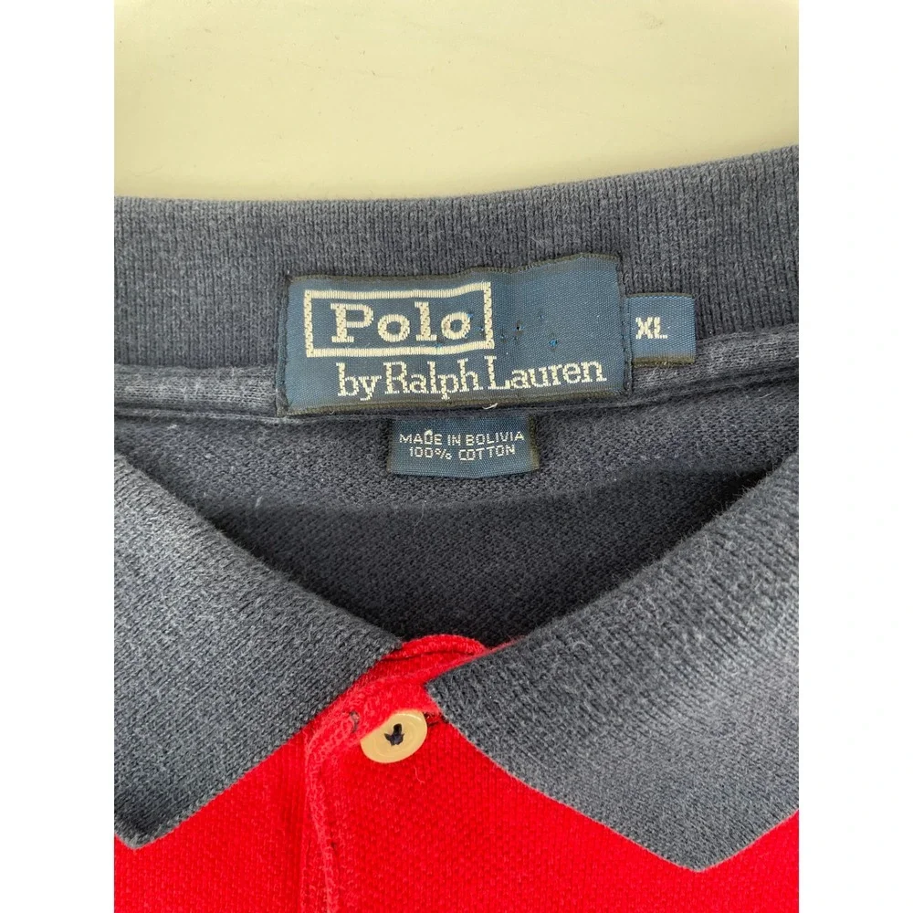 Polo Ralph Lauren Polo Shirt Men‎ XL Red Blue Rugby Stripe Y2K Americana Preppy